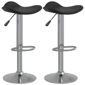 vidaXL, vidaXL Barhocker 2 Stk. Schwarz Verchromter Stahl und Kunstleder, vidaXL Barhocker 2 Stk. Schwarz Verchromter Stahl und Kunstleder
