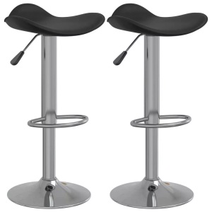 vidaXL, vidaXL Barhocker 2 Stk. Schwarz Verchromter Stahl und Kunstleder, vidaXL Barhocker 2 Stk. Schwarz Verchromter Stahl und Kunstleder