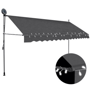 Diverse Hardware, Einziehbare Markise Handbetrieben mit LED 350 cm Anthrazit, vidaXL Einziehbare Markise Handbetrieben mit LED 350 cm Anthrazit