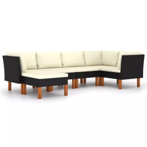vidaXL, vidaXL 6-tlg. Garten-Lounge-Set mit Kissen Poly Rattan Schwarz