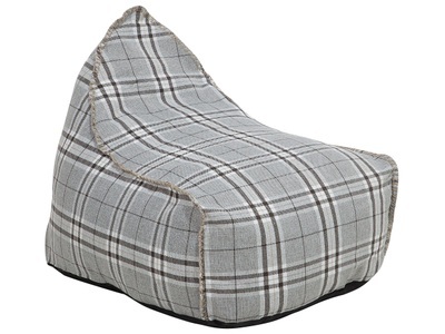 Beliani, Beliani Sitzsack grau kariert DROP LINEN, Beliani - Sitzsack aus Polyester Modern DROP LINEN, One Size, Taubengrau