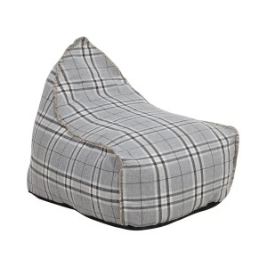 Beliani, Beliani Sitzsack grau kariert DROP LINEN, Beliani - Sitzsack aus Polyester Modern DROP LINEN, One Size, Taubengrau