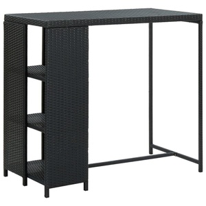 vidaXL, vidaXL Bartisch mit Regal Schwarz 120x60x110 cm Poly Rattan, vidaXL Bartisch mit Regal Schwarz 120x60x110 cm Poly Rattan