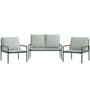 vidaXL, vidaXL 3-tlg. Garten-Lounge-Set mit Kissen Anthrazit Stahl, vidaXL 3-tlg. Garten-Lounge-Set mit Kissen Anthrazit Stahl