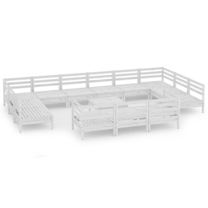 vidaXL, vidaXL 14-tlg. Garten-Lounge-Set Weiß Massivholz Kiefer, 