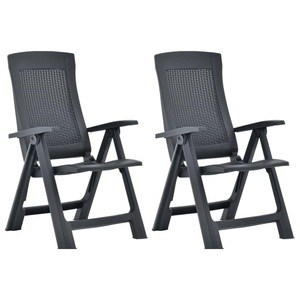 vidaXL, vidaXL Verstellbare Gartenstühle 2 Stk. Kunststoff Anthrazit, vidaXL Verstellbare Gartenstühle 2 Stk. Kunststoff Anthrazit