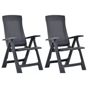 vidaXL, vidaXL Verstellbare Gartenstühle 2 Stk. Kunststoff Anthrazit, vidaXL Verstellbare Gartenstühle 2 Stk. Kunststoff Anthrazit