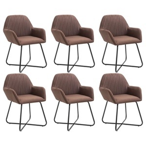 vidaXL, vidaXL Esszimmerstühle 6 Stk. Braun Stoff, VidaXL - Esszimmerstuhl gewebe, One Size, Braun