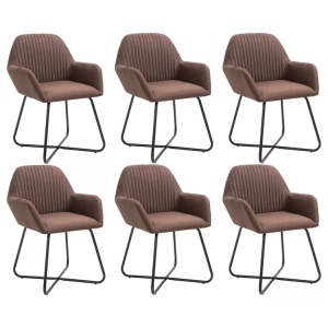 vidaXL, vidaXL Esszimmerstühle 6 Stk. Braun Stoff, VidaXL - Esszimmerstuhl gewebe, One Size, Braun