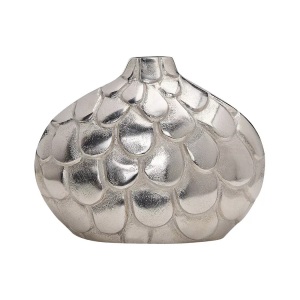 Beliani, Beliani Blumenvase Aluminium silber 26 cm TIMGAD Vase, Beliani - Blumenvase aus Aluminium Glamourös TIMGAD, One Size, Antikes Silber