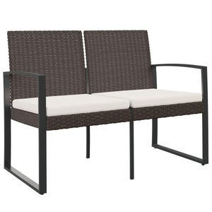 vidaXL, vidaXL Gartenbank 2-Sitzer mit Kissen Braun PP-Rattan