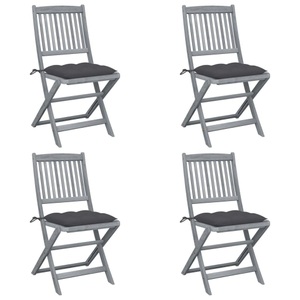 vidaXL, vidaXL Klappbare Gartenstühle 4 Stk. mit Kissen Massivholz Akazie