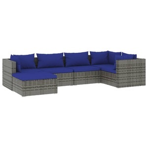 vidaXL, vidaXL 6-tlg. Garten-Lounge-Set mit Kissen Poly Rattan Grau, 