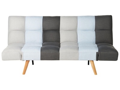 Beliani, Beliani Schlafsofa Polsterbezug grau/blau Patchwork INGARO, Beliani - Schlafsofa aus Polyester Retro INGARO, One Size, Braun Leder