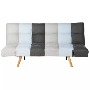 Beliani, Beliani Schlafsofa Polsterbezug grau/blau Patchwork INGARO, Beliani - Schlafsofa aus Polyester Retro INGARO, One Size, Braun Leder