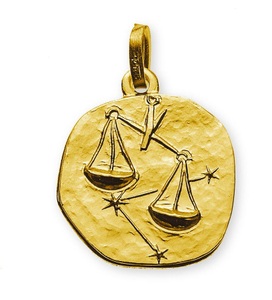MUAU Schmuck, Anhänger Sternzeichen Waage Gelbgold 750, 16x22mm Damen Gelbgold ONE SIZE