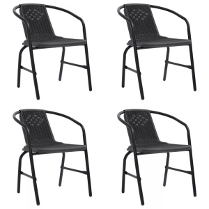 vidaXL, vidaXL Gartenstühle 4 Stk. Rattan-Optik Kunststoff und Stahl 110 kg, vidaXL Gartenstühle 4 Stk. Rattan-Optik Kunststoff und Stahl 110 kg