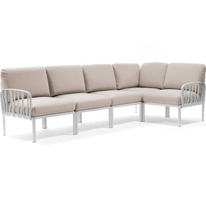 Nardi, Nardi - 5-Sitzer Sofa Komodo Weiss - Beige (135,5 x 294 x 78/154 cm), Gartenlounge Komodo (5-tlg) weiss tech panama