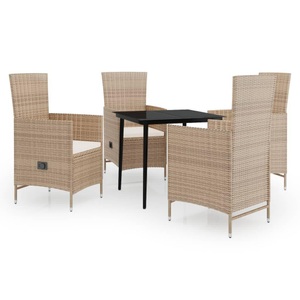 vidaXL, vidaXL 5-tlg. Garten-Essgruppe mit Kissen Beige, vidaXL 5-tlg. Garten-Essgruppe mit Kissen Beige