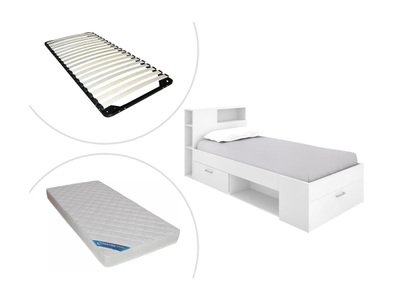 Vente-unique, Bett mit Stauraum Schublade + Matratze + Lattenrost LEANDRE Bett mit Stauraum Schublade + Matratze + Lattenrost LEANDRE
