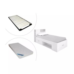 Vente-unique, Bett mit Stauraum Schublade + Matratze + Lattenrost LEANDRE Bett mit Stauraum Schublade + Matratze + Lattenrost LEANDRE
