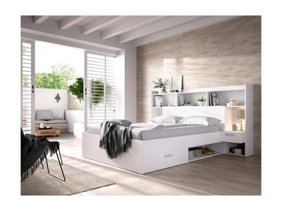 Vente-unique, Bett mit Stauraum integrierten Nachttischen KEVIN Bett mit Stauraum integrierten Nachttischen KEVIN, 
