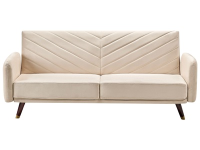 Beliani, Schlafcouch aus Samtstoff Retro SENJA Schlafcouch aus Samtstoff Retro SENJA, Beliani - Schlafsofa aus Samtstoff Glamourös SENJA, One Size, Perle