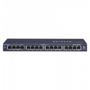 Netgear, NETGEAR GS116GE Netzwerk Switch 16 Port 1 Gbit/s, NETGEAR GS116 16-PORT GIGABIT SWITCH - Switch (Blau)