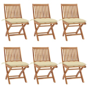 vidaXL, vidaXL Klappbare Gartenstühle mit Kissen 6 Stk. Massivholz Teak