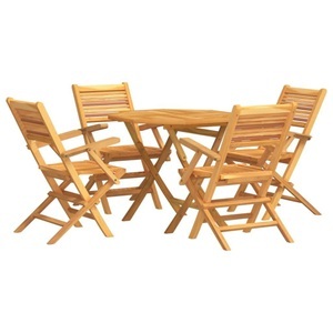 vidaXL, vidaXL 5-tlg. Garten-Essgruppe Massivholz Teak, 