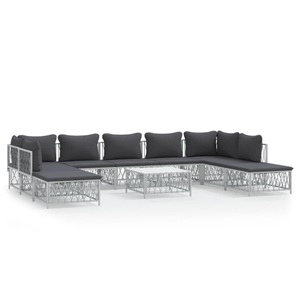 vidaXL, vidaXL 10-tlg. Garten-Lounge-Set mit Kissen Weiß Stahl, vidaXL 10-tlg. Garten-Lounge-Set mit Kissen Weiß Stahl