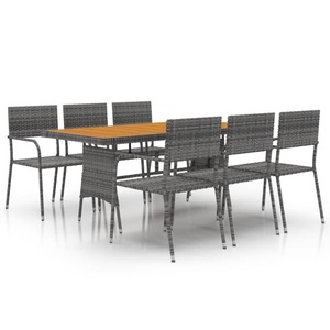 vidaXL, vidaXL 7-tlg. Garten-Essgruppe Poly Rattan Grau