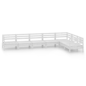 vidaXL, vidaXL 7-tlg. Garten-Lounge-Set Massivholz Kiefer Weiß