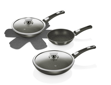 Genius, Genius 24563 Bonafit 7-tlg. - Pfannen-Set (Grau/Metallic), Genius - Bonafit-Pfannen, Set 7-tlg.,-metallic, 2.7L, Titangrau