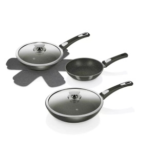 Genius, Genius 24563 Bonafit 7-tlg. - Pfannen-Set (Grau/Metallic), Genius - Bonafit-Pfannen, Set 7-tlg.,-metallic, 2.7L, Titangrau