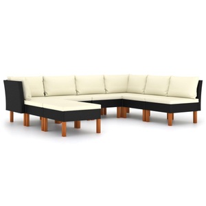 vidaXL, vidaXL 8-tlg. Garten-Lounge-Set mit Kissen Poly Rattan Schwarz