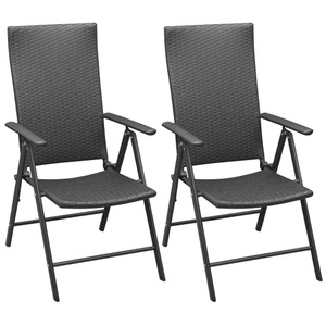 vidaXL, vidaXL Stapelbare Gartenstühle 2 Stk. Poly Rattan Schwarz