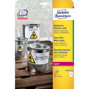 Avery Zweckform, Avery-Zweckform L4774-20 Etiketten 99.1 x 139 mm Polyester-Folie Weiß 80 St. Permanent Universal-Etiketten, Wetterfeste, Avery Zweckform Etiketten, 99.1mm x 139mm, weiss, wetterfest, L4774-20, (20 Blatt)