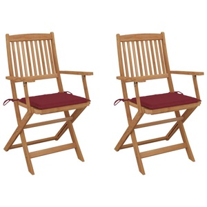 vidaXL, vidaXL Klappbare Gartenstühle 2 Stk. mit Kissen Massivholz Akazie
