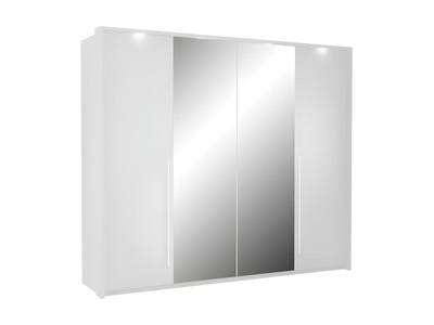 Vente-unique, Kleiderschrank mit Spiegel & LEDs - B. 255 cm - Weiß - INGINA Kleiderschrank mit Spiegel & LEDs - B. 255 cm - Weiß - INGINA, 