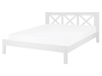 Beliani, Beliani Holzbett weiss Lattenrost 160 x 200 cm TANNAY, Beliani - Bett mit Lattenrost aus Kiefernholz Klassisch TANNAY, 160X200CM, Weiss Bunt