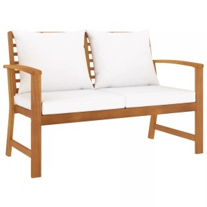 vidaXL, vidaXL Gartenbank 120 cm mit Cremeweißen Kissen Massivholz Akazie, vidaXL Gartenbank 120 cm mit Cremeweißen Kissen Massivholz Akazie