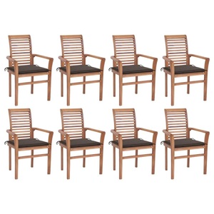 vidaXL, vidaXL Essstühle 8 Stk. mit Taupe Kissen Massivholz Teak, 