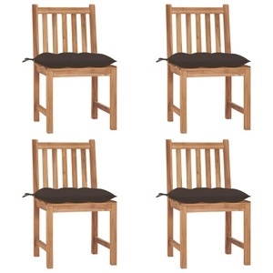 vidaXL, vidaXL Gartenstühle 4 Stk. mit Kissen Massivholz Teak, vidaXL Gartenstühle 4 Stk. mit Kissen Massivholz Teak