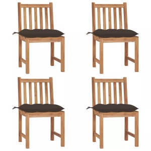 vidaXL, vidaXL Gartenstühle 4 Stk. mit Kissen Massivholz Teak, vidaXL Gartenstühle 4 Stk. mit Kissen Massivholz Teak