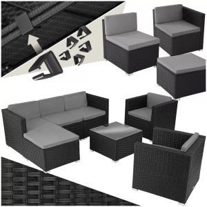 TecTake, Rattan Lounge Lignano mit 2 Sesseln Rattan Lounge Lignano mit 2 Sesseln