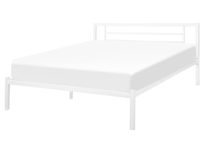 Beliani, Beliani Metallbett weiss mit Lattenrost 160 x 200 cm CUSSET, Beliani - Bett mit Lattenrost aus Stahl Modern CUSSET, 160X200CM, Weiss Bunt