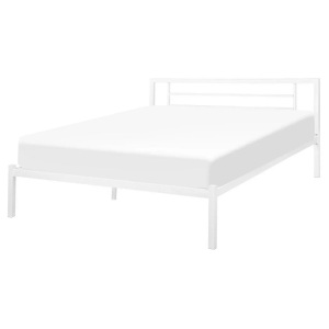 Beliani, Beliani Metallbett weiss mit Lattenrost 160 x 200 cm CUSSET, Beliani - Bett mit Lattenrost aus Stahl Modern CUSSET, 160X200CM, Weiss Bunt