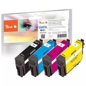 Peach, Peach Spar Pack Tintenpatronen kompatibel zu Epson T02W6, Peach E502 XL 4 Druckerpatronen XL (bk, c/m/y) ersetzt Epson No. 502XL, C13T02W64010 für z.B. Epson Expression Home XP -5100