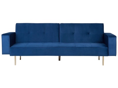 Beliani, Beliani Schlafsofa Samtstoff marineblau VISNES, Beliani - Schlafsofa aus Samtstoff Glamourös VISNES, One Size, Dunkelblau